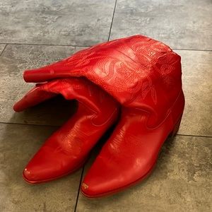 Red Cowboy Boots - extra tall- go to just under knee